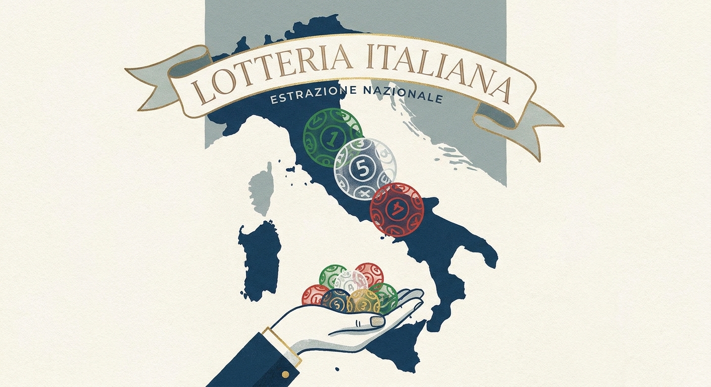 Mappa stilizzata dell'Italia con i simboli delle undici ruote del Lotto